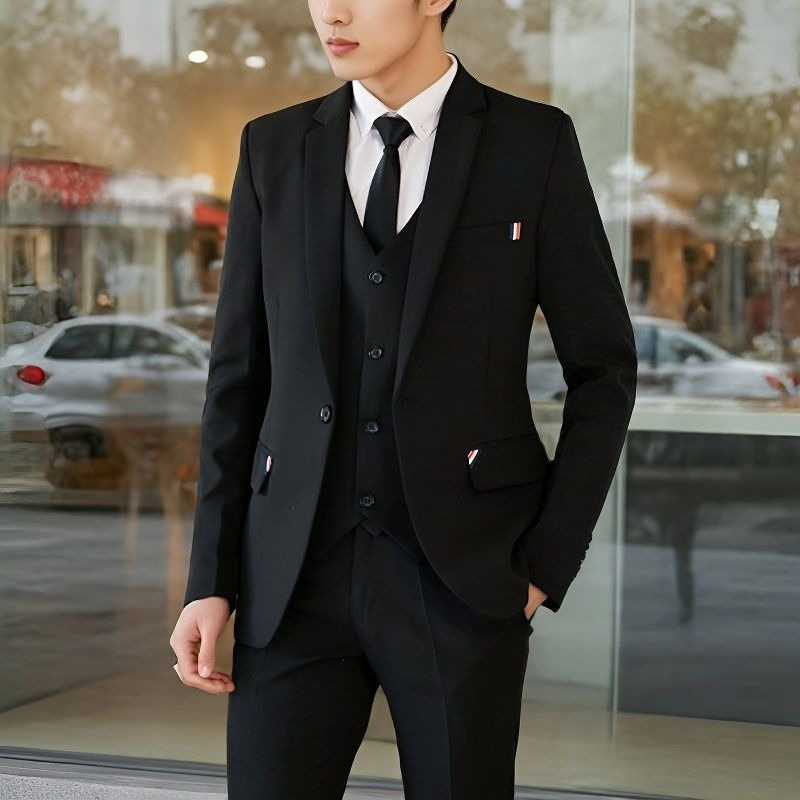 Korean Men Formal Wear - بدلة رجالية من قطعتين بقصة ضيقة