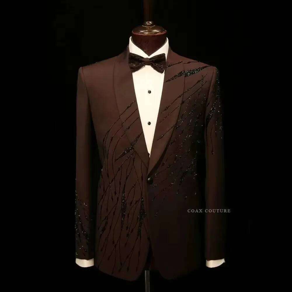 Men'S Formal Wear No Suit - بدلة رجالية رسمية فاخرة باللون البني