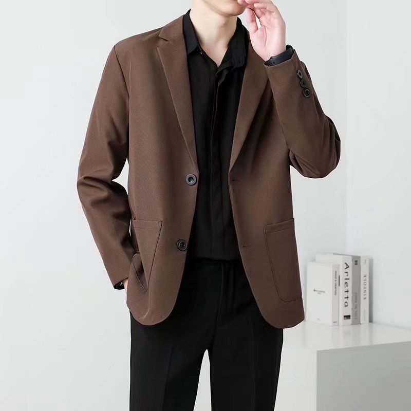 Men Formal Wear Brown - جاكيت بدلة رجالي بقصة ضيقة ،