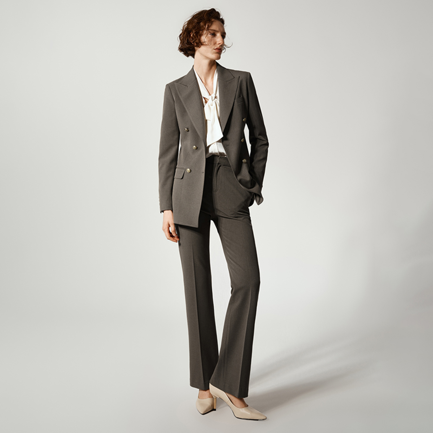 Double Breasted Blazer - Allingentle النساء Pantsuit 2 قطعة مجموعة