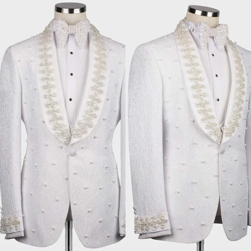 Men'S Formal Wear No Suit - بدلات رجالية بيضاء للزفاف، بليزر قطني