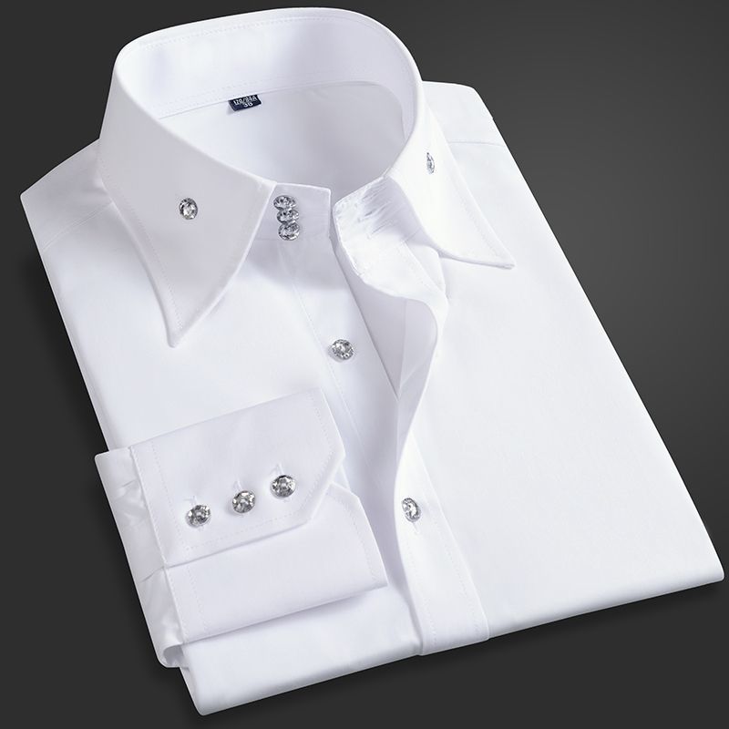 Korean Men Formal Wear - قميص تنفيذي للرجال لربيع الخريف، مقاس