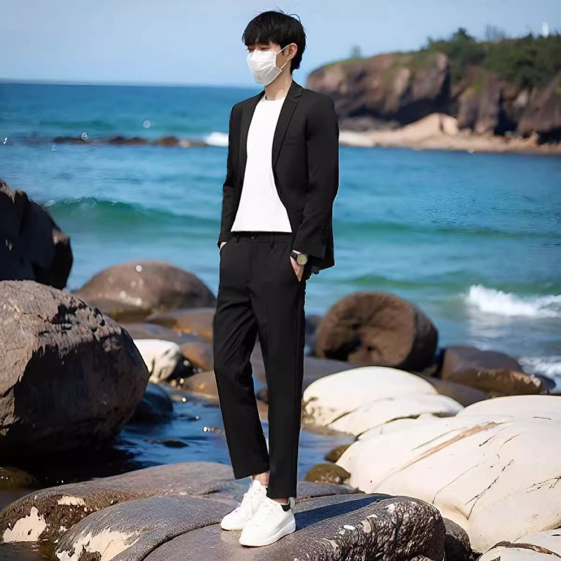 Korean Men Formal Wear - طقم بدلة صيفية خفيفة الوزن للرجال،
