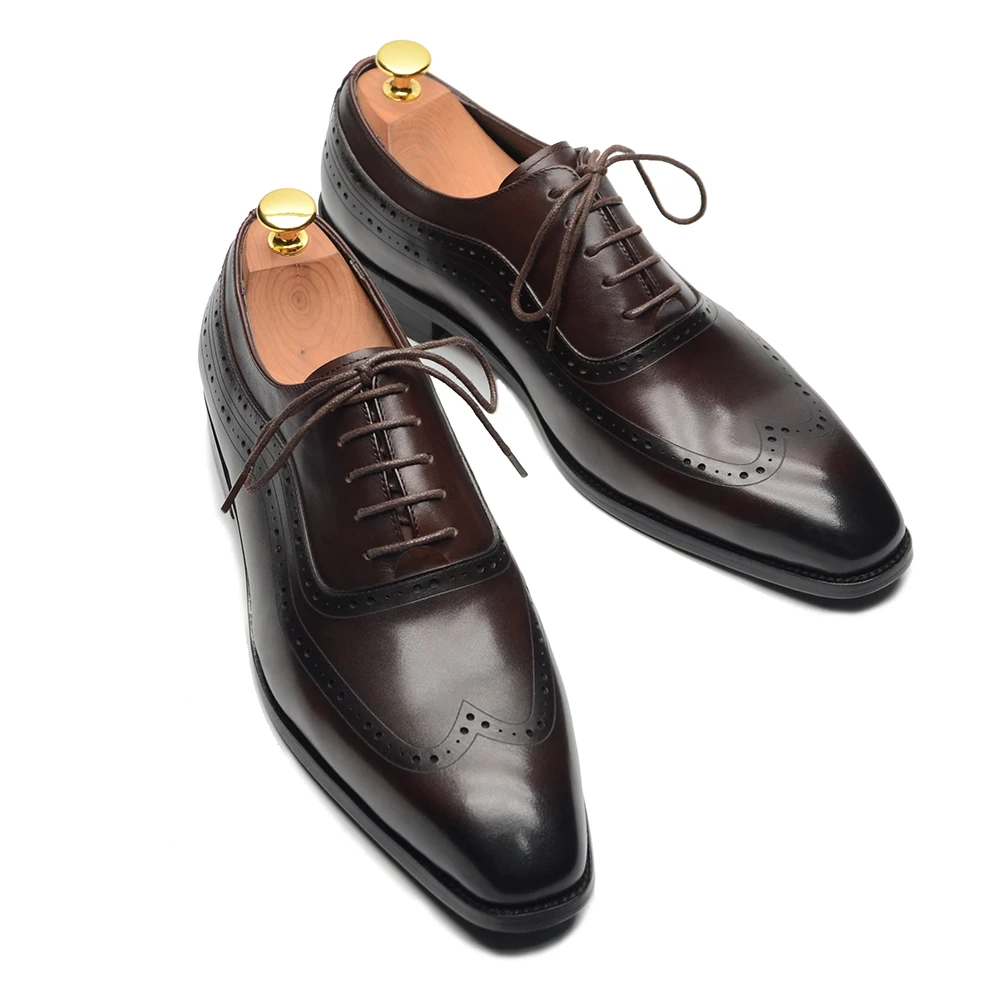 Men Formal Wear Brown - حذاء أكسفورد فاخر للرجال بطرف جناح
