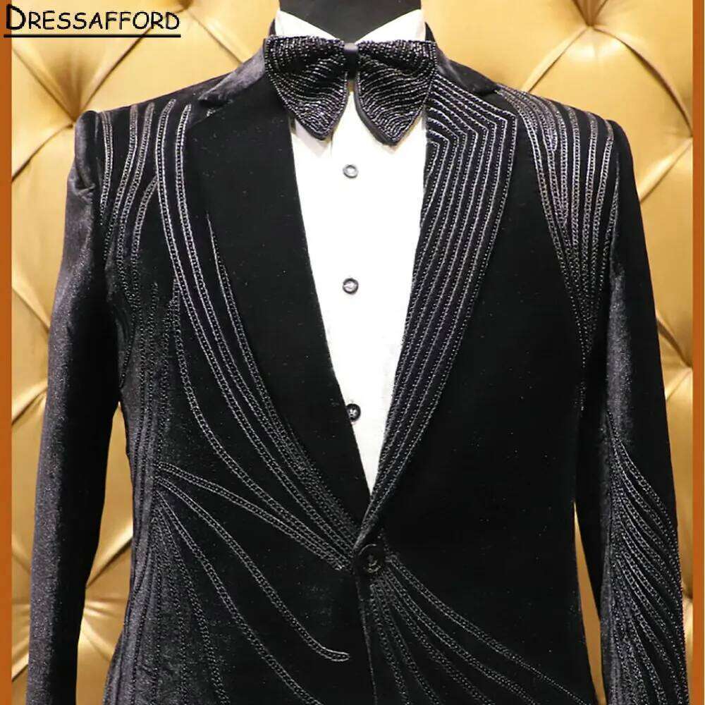 بدلة رسمية سوداء مخملية للزفاف - مراجعة Men'S Formal Wear No Suit وسعره
