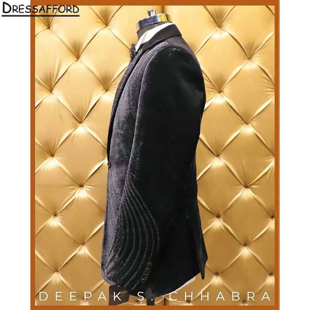 بدلة رسمية سوداء مخملية للزفاف - مراجعة Men'S Formal Wear No Suit وسعره