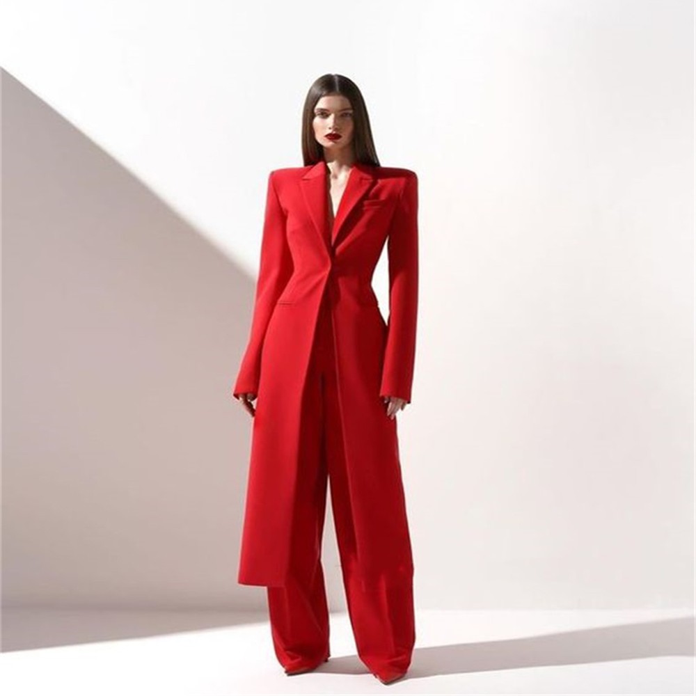 بدلة نسائية حمراء لامعة من قطع - مراجعة Double Breasted Blazer وسعره
