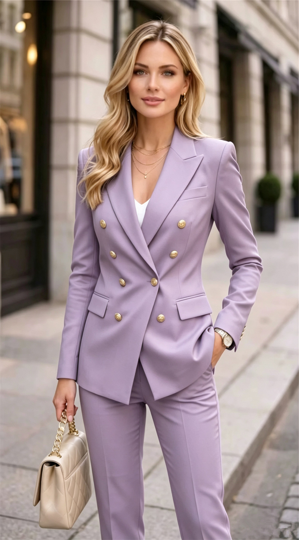 بدلة نسائية رسمية من قطعتين بل - مراجعة Double Breasted Blazer وسعره