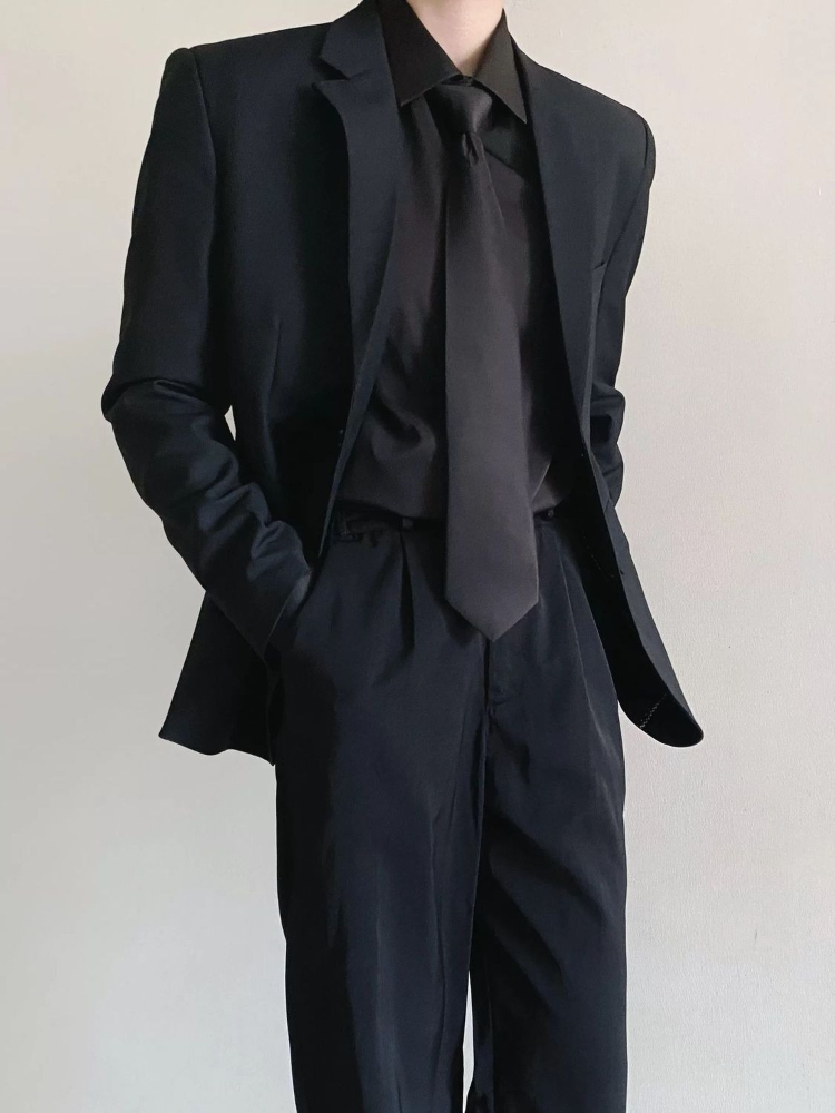 طقم بدلة رجالي أسود رسمي للأعم - مراجعة Korean Men Formal Wear وسعره