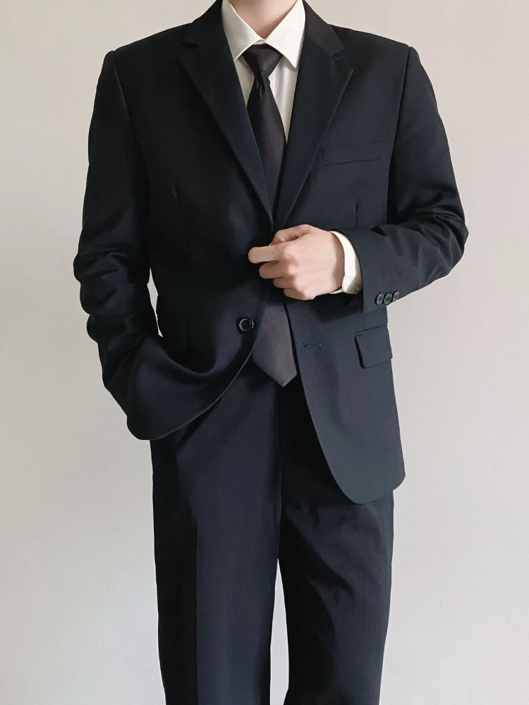 طقم بدلة رجالي أسود رسمي للأعم - مراجعة Korean Men Formal Wear وسعره