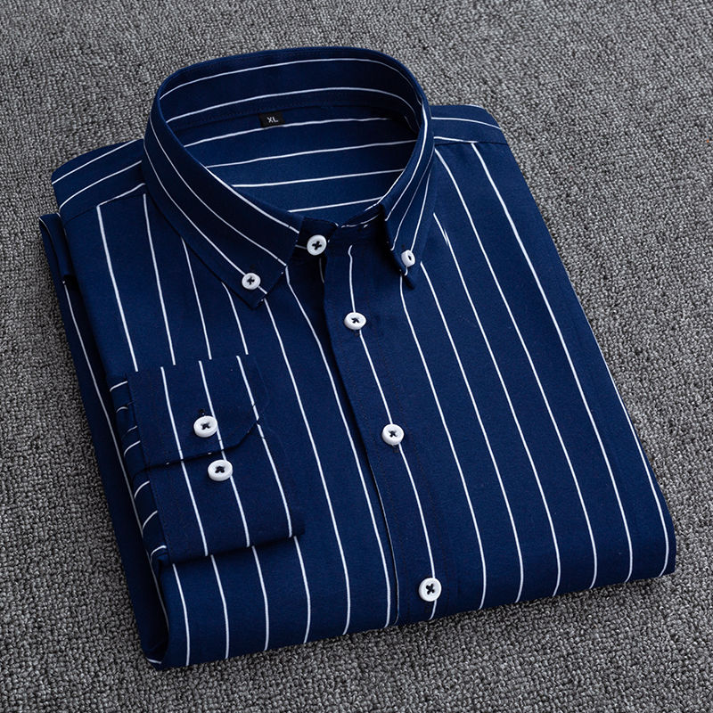 الرجال مخطط كم طويل منقوشة فحص - مراجعة Korean Men Formal Wear وسعره