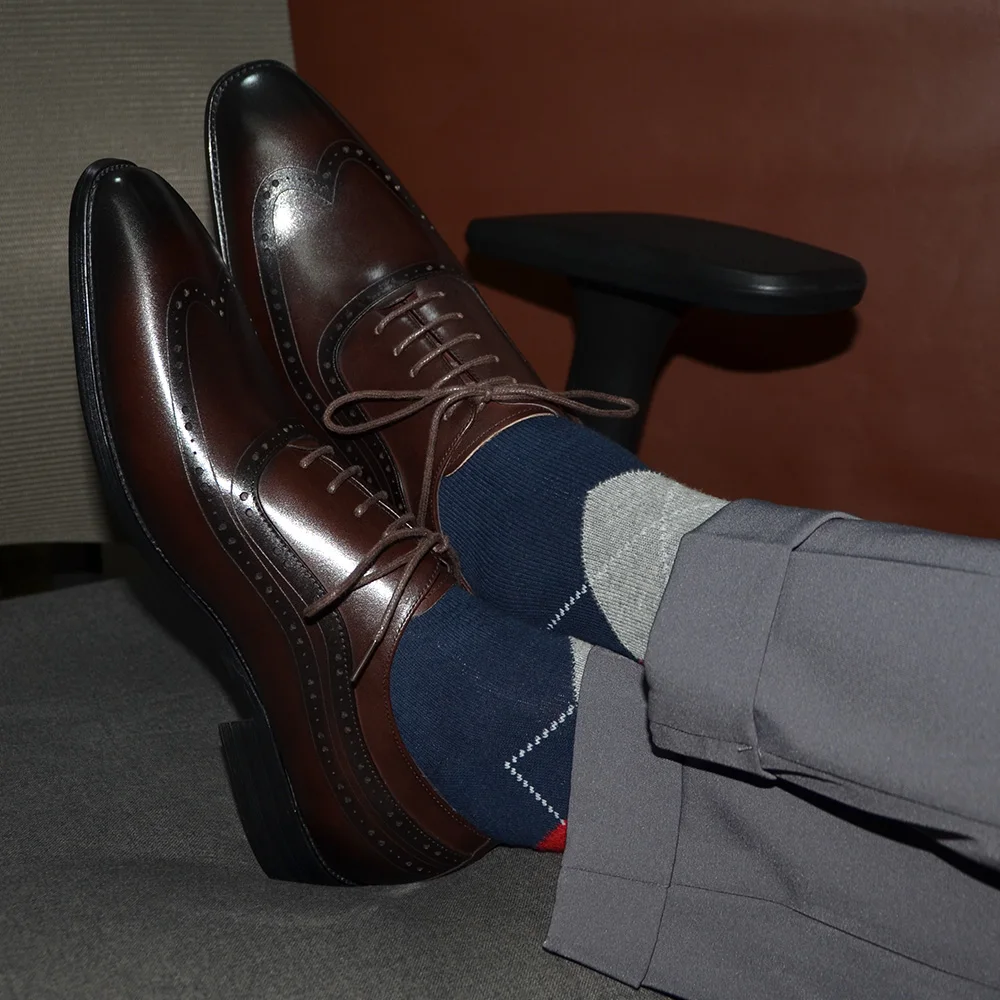 حذاء أكسفورد فاخر للرجال بطرف  - مراجعة Men Formal Wear Brown وسعره