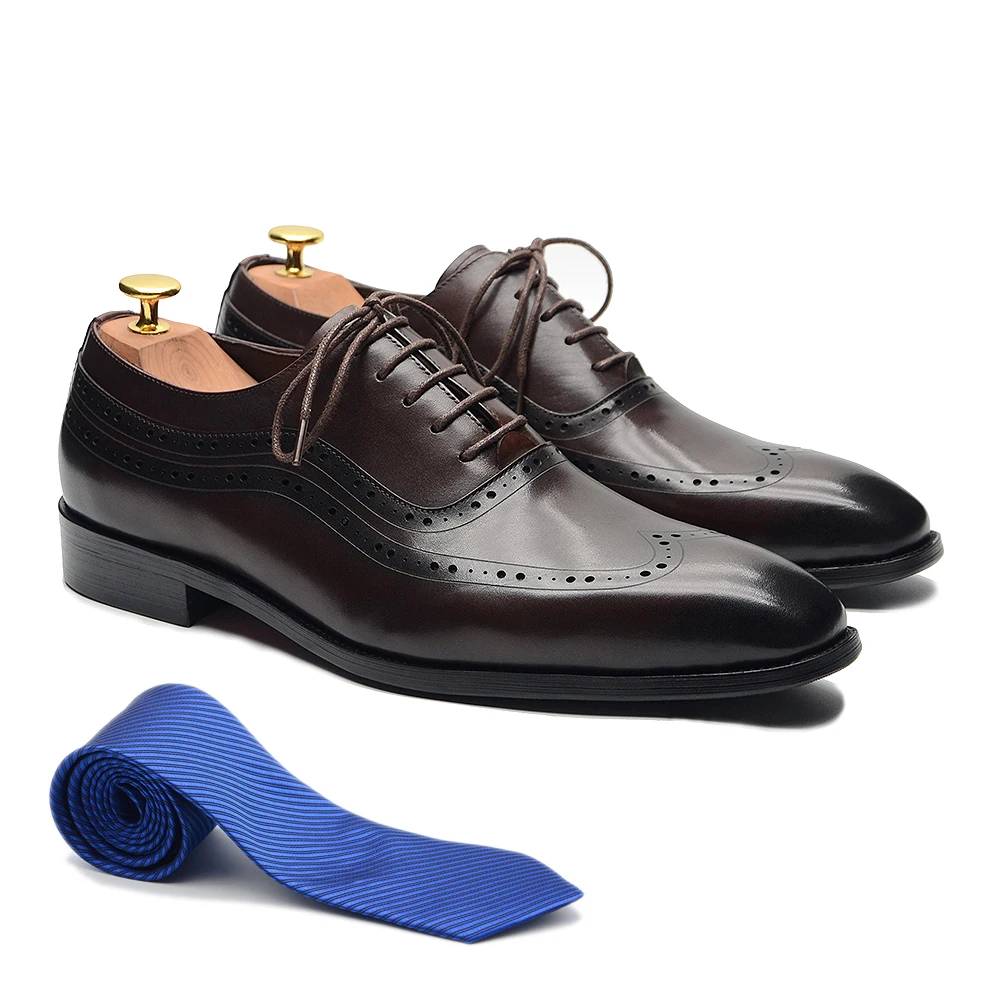 حذاء أكسفورد فاخر للرجال بطرف  - مراجعة Men Formal Wear Brown وسعره