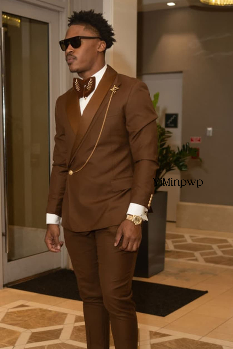 بدلات رجالية أفريقية بنية اللو - مراجعة Men Formal Wear Brown وسعره