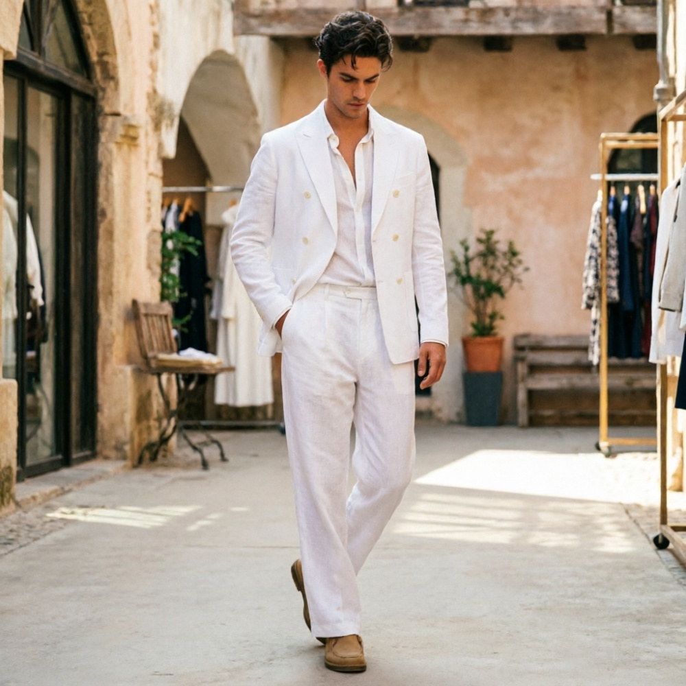 بدلة رجالية من الكتان بلون أخض - مراجعة Men'S Relaxed Formal Wear وسعره