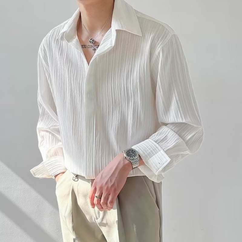 أسود المشمش الأبيض بأكمام طويل - مراجعة Korean Men Formal Wear وسعره