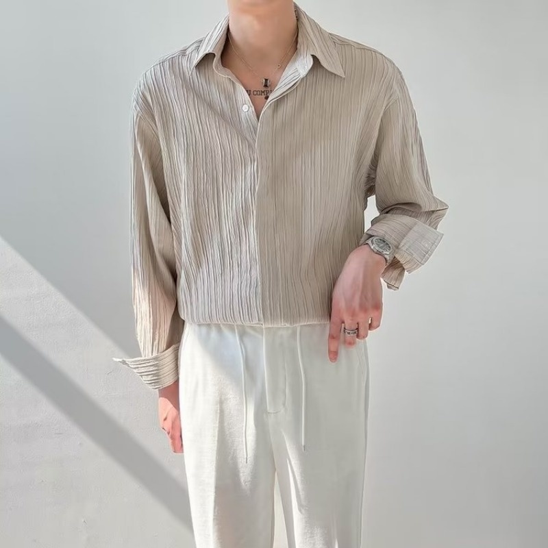 أسود المشمش الأبيض بأكمام طويل - مراجعة Korean Men Formal Wear وسعره